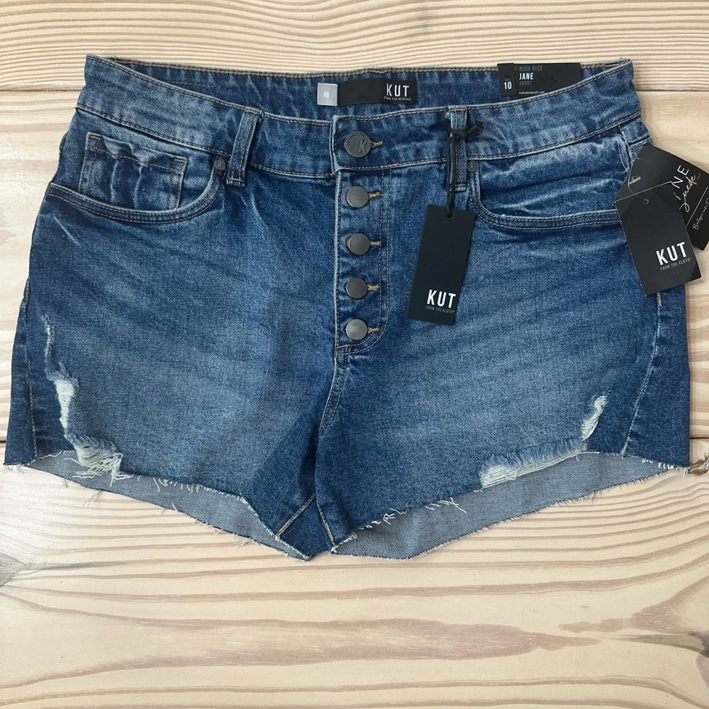 Kut from the Kloth Medium Blue High-Rise Jane Denim Shorts